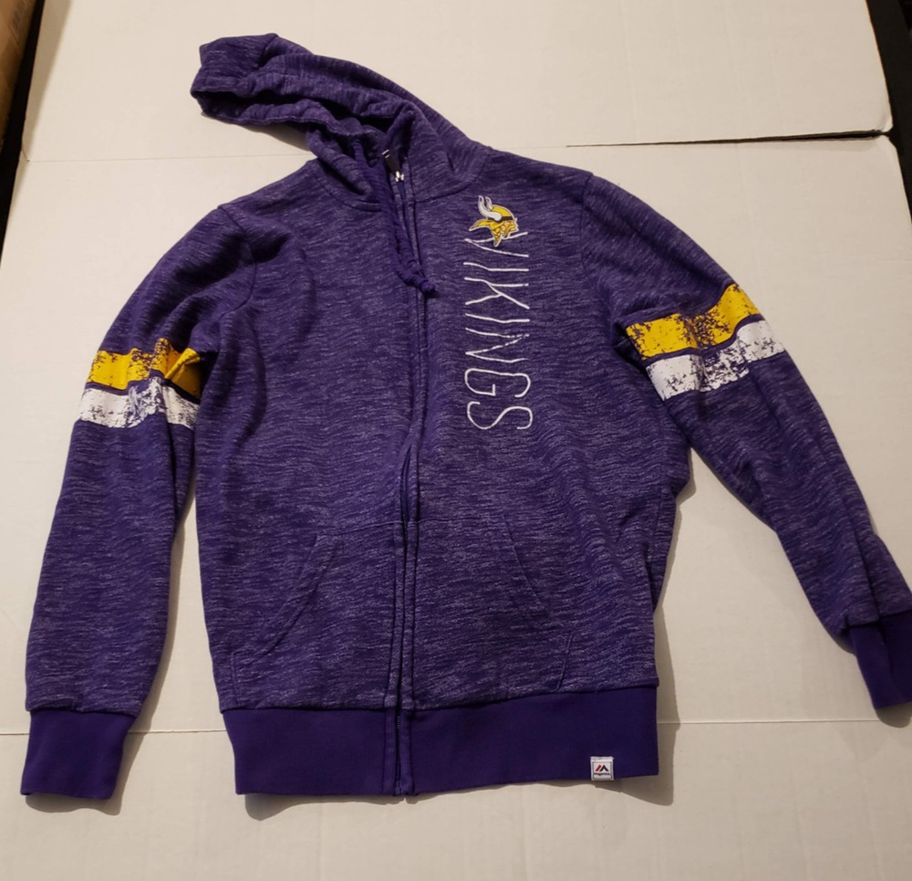 Majestic NFL Minnesota Vikings Retro Style Large Purple Hooded Sweatshirt